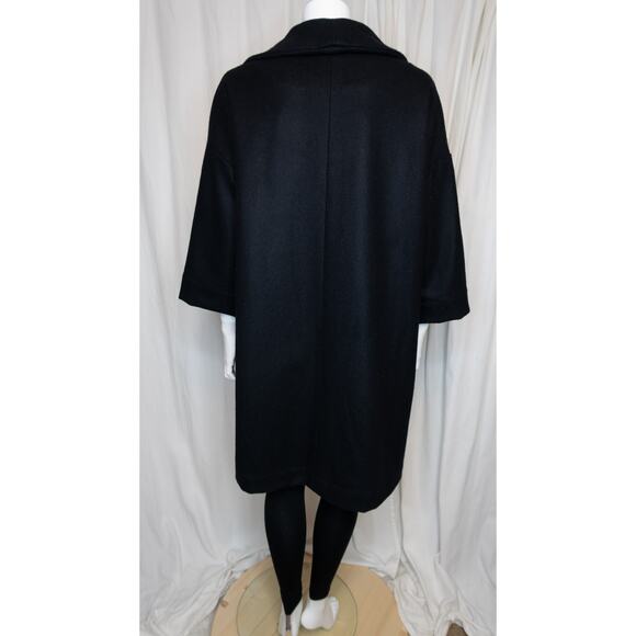 ALI GOLDEN Black Wool Kimono Oversized Coat ONE SIZE - Picture 7 of 10